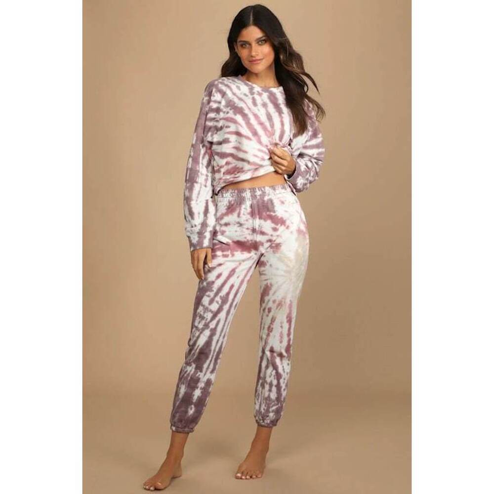 Lulus Take The Day Off Purple Tie-dye Joggers - Size S